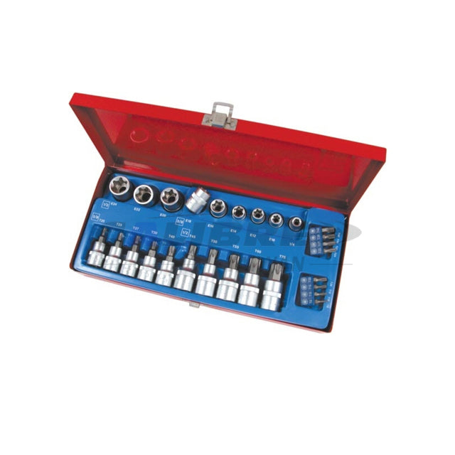 27pc 3/8” & 1/2” Dr Star Bit & Socket Set