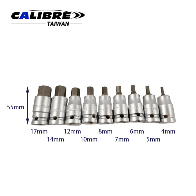 9pc 1/2” Drive Hex Bit Set