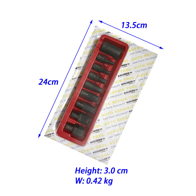 9pc 1/2” Dr Hex Bit Set