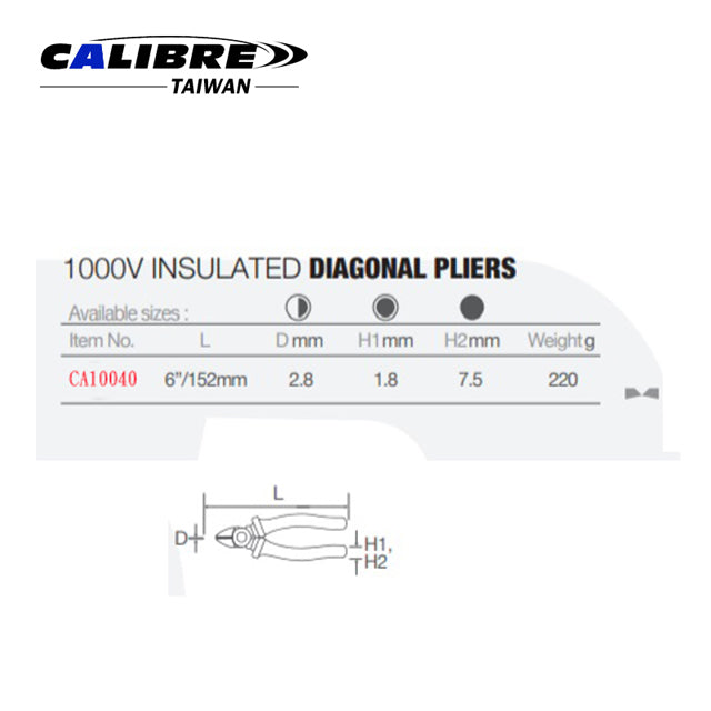 6” 1000V Insulated Diagonal Cutting Pliers