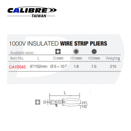 6” 1000V Insulated Wire Strip Pliers