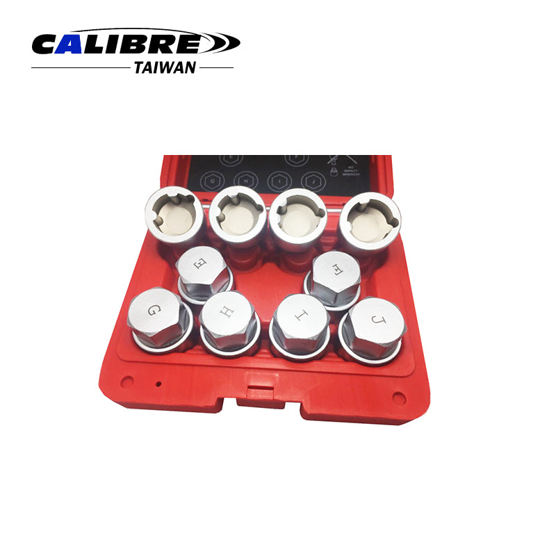 10pc Wheel Locking Nut Key Set