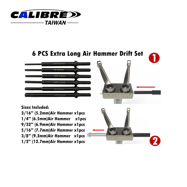 CAE0060 - TAIWAN CALIBRE 6pc Extra long Air Hammer Drift Set