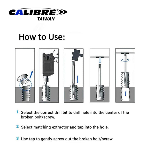 CAE0096A TAIWAN CALIBRE 6pc Screw Extractor Set