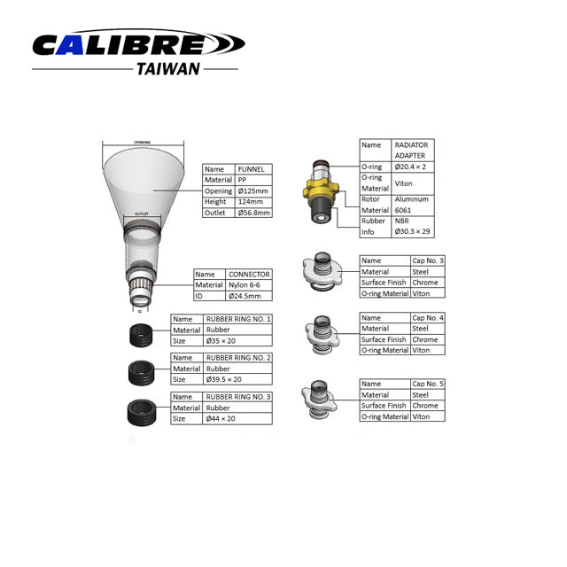 8pc Coolant Refilling Funnel Set