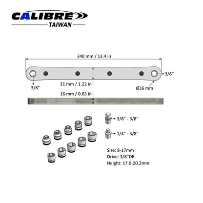 14pc Ratchet Extension Bar With Socket