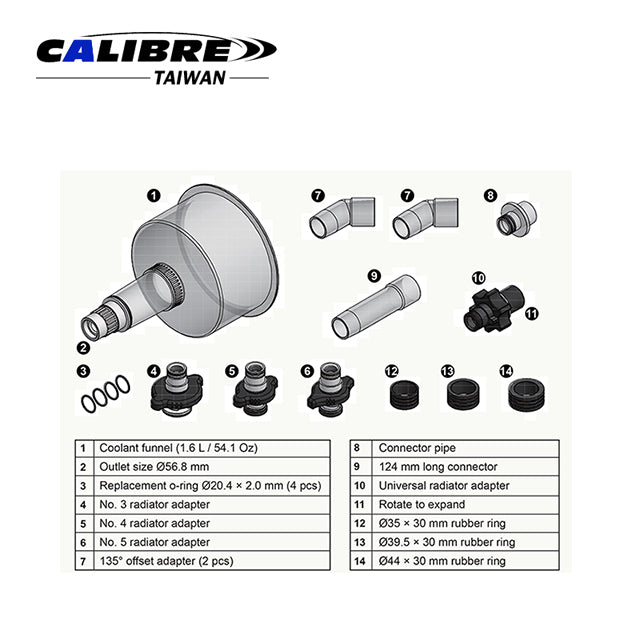 12pc Coolant Refilling Funnel Set