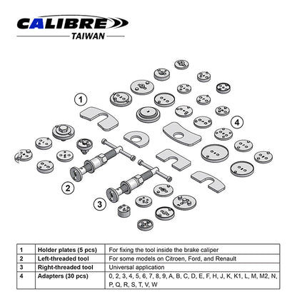 Brake Caliper Wind Back Tool Set 