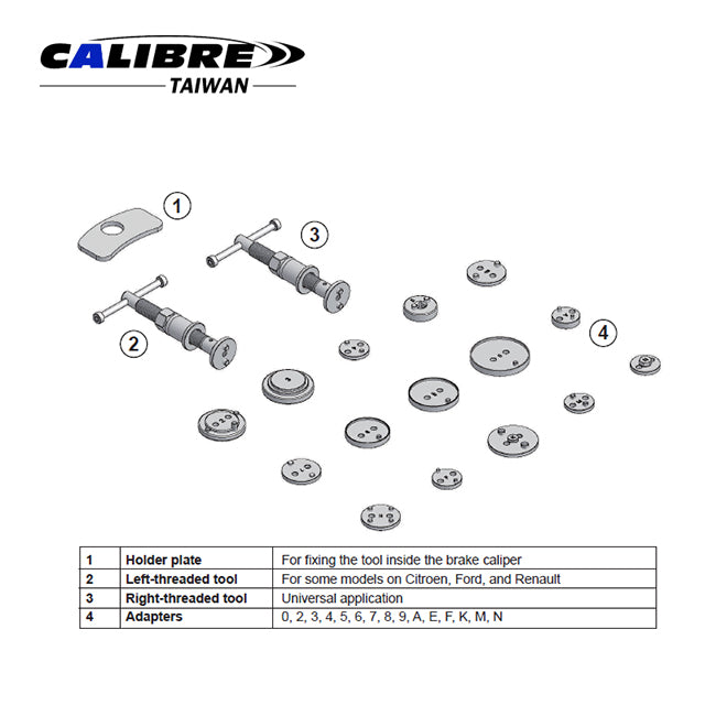 18pc Brake Caliper Wind Back Kit